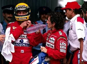 1988 Gallery: Formula One World Championship: L-R: McLaren team mates Ayrton Senna and Alain Prost