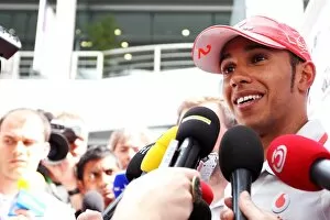 Formula One World Championship: Lewis Hamilton McLaren with the media