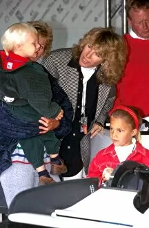 Britain Collection: Formula One World Championship: Lisa Dennis with her son and daughter