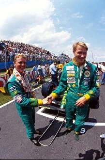 Team Mates Collection: Formula One World Championship: Lotus 107 team mates Johnny Herbert