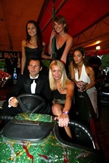 Formula One World Championship: Manchester Utd football star Ryan Giggs on dodgems with friends at the Drivers Ball