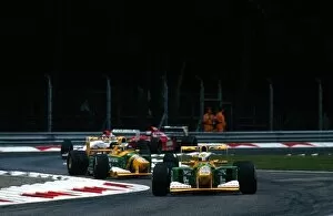 Italy Collection: Formula One World Championship: Martin Brundle Benetton B192 leads team mate Michael Schumacher