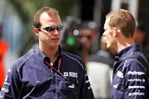 Formula One World Championship: Matt Jones Williams Sponsorship Manager talks with Alex Wurz Williams Third Driver