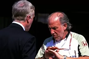 2002 Collection: Formula One World Championship: Max Mosley FIA President talks with David Richards BAR Team