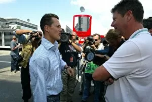 Images Dated 15th August 2002: Formula One World Championship: The media still clamour for Michael Schumacher Ferrari