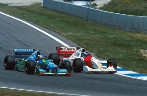 Overtake Gallery: Formula One World Championship: Mika Hakkinen Mclaren MP4-9, right dives inside Michael Schumacher Benetton B194