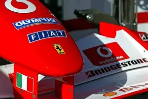 Images Dated 6th March 2003: Formula One World Championship: New Olympus branding on the nose of the Ferrari