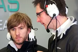 Formula One World Championship: Nick Heidfeld Mercedes GP Third Driver with Andrew Shovlin Mercedes GP Race Engineer