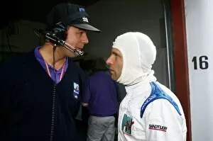 Images Dated 9th April 2004: Formula One World Championship: Nick Wirth Simtek Team Principal talks with Roland Ratzenberger