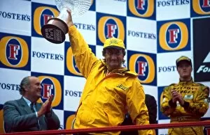 First Victory Gallery: Formula One World Championship: An overjoyed Eddie Jordan is hoisted aloft by his first Jordan