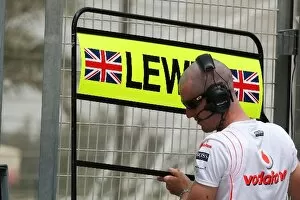 Images Dated 4th April 2008: Formula One World Championship: Pit board for Lewis Hamilton McLaren