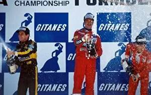 1986 Gallery: Formula One World Championship: The podium: Ayrton Senna Lotus second; Nigel Mansell Williams