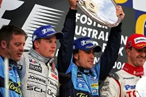 Images Dated 2nd April 2006: Formula One World Championship: The podium: Kimi Raikkonen McLaren, second; Fernando Alonso Renault