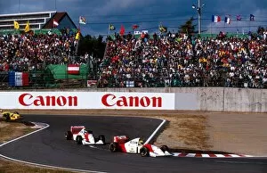 Images Dated 30th August 2001: Formula One World Championship: Race winner Ayrton Senna McLaren MP4 / 8 leads his team mate
