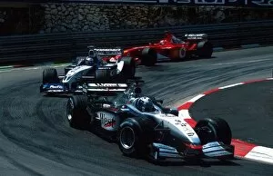 Images Dated 27th May 2002: Formula One World Championship: Race winner David Coulthard McLaren Mercedes MP4 / 17 leads Juan