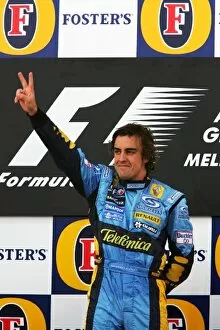 Images Dated 2nd April 2006: Formula One World Championship: Race winner Fernando Alonso Renault celebrates on the podium