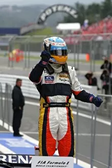 2008 Collection: Formula One World Championship: Race winner Fernando Alonso Renault celebrates in parc ferme