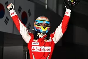 Images Dated 24th October 2010: Formula One World Championship: Race winner Fernando Alonso Ferrari F10 celebrates in Parc Ferme
