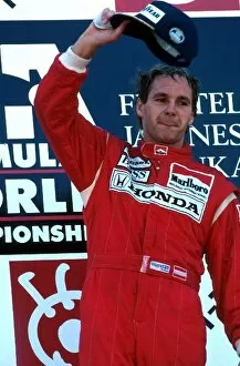 Images Dated 7th June 2001: Formula One World Championship: Race winner Gerhard Berger took the top step of the podium thanks
