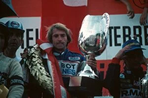 1981 Gallery: Formula One World Championship: Race winner Jacques Lafitte Ligier, celebrates on the podium