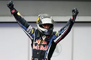 Formula One World Championship: Race winner Sebastian Vettel Red Bull Racing celebrates in parc ferme