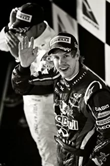 Black and White Images Collection: Formula One World Championship: Race winner Sebastian Vettel Red Bull Racing celebrates