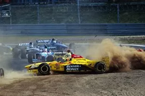 Luxembourg Collection: Formula One World Championship: Ralf Schumacher Jordan Peugeot 197, crashes out of the race