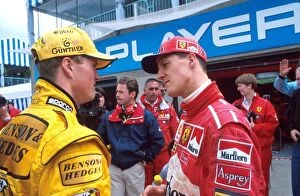 Images Dated 8th January 2001: Formula One World Championship: Ralf Schumacher Jordan with brother Michael Schumacher Ferrari