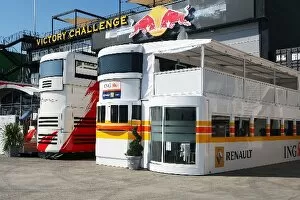 Images Dated 20th August 2009: Formula One World Championship: Renault and Toyota motorhomes