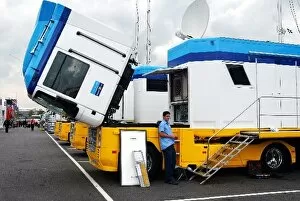 Images Dated 8th July 2004: Formula One World Championship: A Renault transporter nods its head