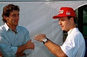 San Marino Collection: Formula One World Championship: Rubens Barrichello discusses his qualifying crash with Ayrton Senna
