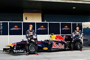 Formula One World Championship: Sebastian Vettel Red Bull Racing and team mate Mark Webber Red Bull Racing with the new