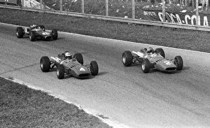 1966 Collection: Formula One World Championship: Second placed Mike Parkes Ferrari 312 makes a move on his team