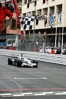 2008 Collection: Formula One World Championship: Second placed Robert Kubica BMW Sauber F1.08 takes the chequered