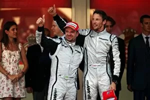 Images Dated 24th May 2009: Formula One World Championship: second placed Rubens Barrichello Brawn Grand Prix celebrates with