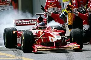 Sao Paulo Gallery: Formula One World Championship: Seventh placed Jacques Villeneuve Williams FW20 makes a pit stop