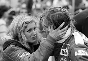 Formula One Gallery: Formula One World Championship: Seventh placed James Hunt McLaren with his girlfriend Jane Birbeck
