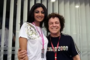 Images Dated 28th September 2008: Formula One World Championship: Shilpa Shetty Indian film actress and model with Leo Sayer Singer
