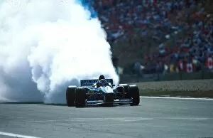 Luxembourg Collection: Formula One World Championship: Shinji Nakano Ligier Prost blows up in the race