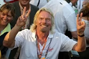 Formula One World Championship: Sir Richard Branson Virgin Group Owner celebrates victory