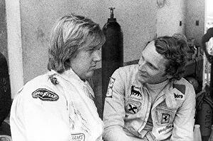 Images Dated 16th February 2007: Formula One World Championship: sixth placed Ronnie Peterson Lotus talks with Niki Lauda Ferrari