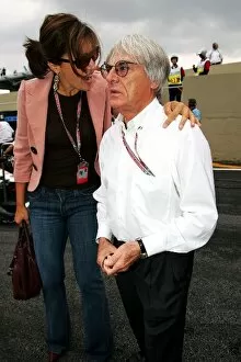 Brasilian Collection: Formula One World Championship: Slavica Ecclestone with Bernie Ecclestone F1 Supremo on the grid