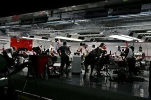 2006 Collection: Formula One World Championship: Super Aguri F1 Team pits at night