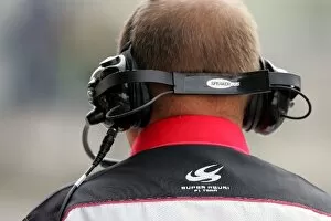Images Dated 20th July 2007: Formula One World Championship: Super Aguri mechanic headset