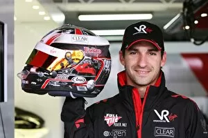 Images Dated 24th July 2010: Formula One World Championship: Timo Glock Virgin Racing presented with a helmet for his home GP
