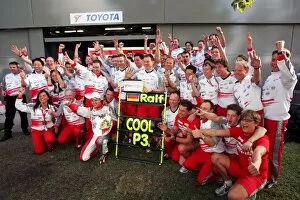 Images Dated 2nd April 2006: Formula One World Championship: Toyota celebrates third position for Ralf Schumacher Toyota