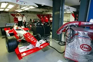 Images Dated 9th March 2003: Formula One World Championship: Toyota TF103 in the garage