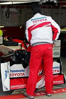 Images Dated 6th July 2007: Formula One World Championship: Toyota TF107 is worked on by a mechanic