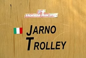 Images Dated 28th April 2003: Formula One World Championship: A trolley belonging to Jarno Trulli Renault
