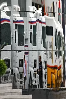 Images Dated 4th June 2009: Formula One World Championship: Truck reflected in a motorhome
